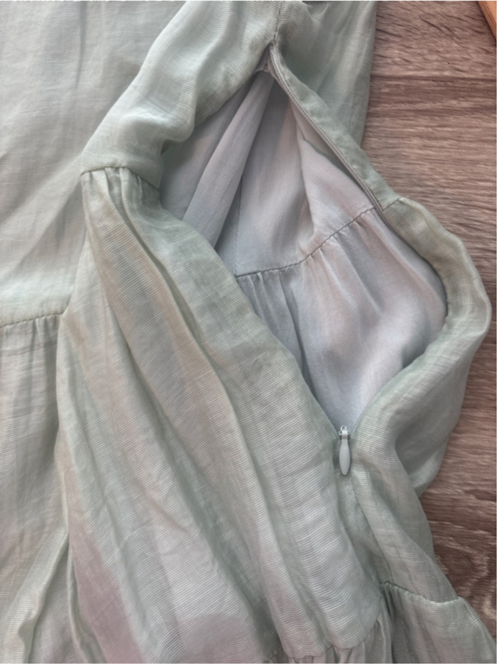 THE KORNER Light Green Sleeveless Tiered Maxi Dress Size S Cottagecore Boho Chic - Picture 8 of 10